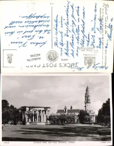 442596,Wales Cardiff Cathays Park and War Memorial pub Raphael Tuck