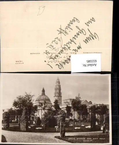 655585,Foto Ak Cardiff Druid Stones and City Hall