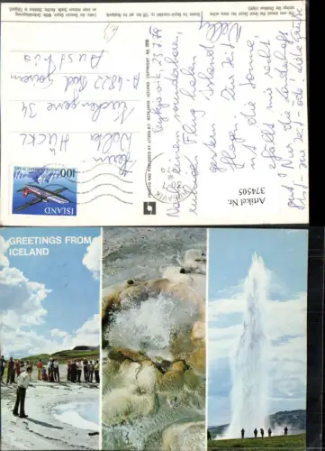 374505,Iceland Island Great Geysir Sinterablagerung Strokkur Mehrbildkarte