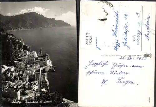 352823,Campania Salerno Amalfi Panorama di Atrani Totale Bergkulisse
