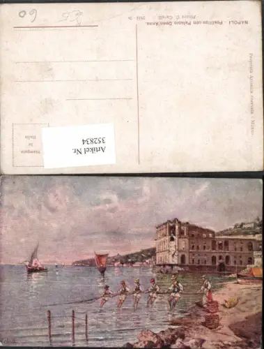 352834,Künstler AK G. Carelli Campania Napoli Neapel Posillipo con Palazzo Donn Anna Fischer