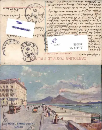 446398,Künstler AK Campania Napoli Naples Grand Hotel Santa Lucia Vulkan Vesuv