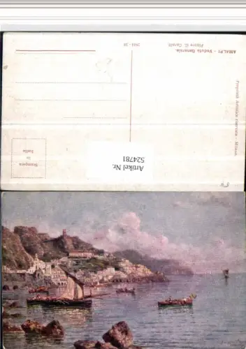524781,Künstler AK C. Garelli Campania Salerno Amalfi Totale Boote