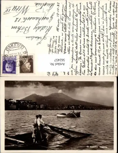 562457,Campania Napoli Neapel Fischerei Fischer Boot Netz m. Vesuv