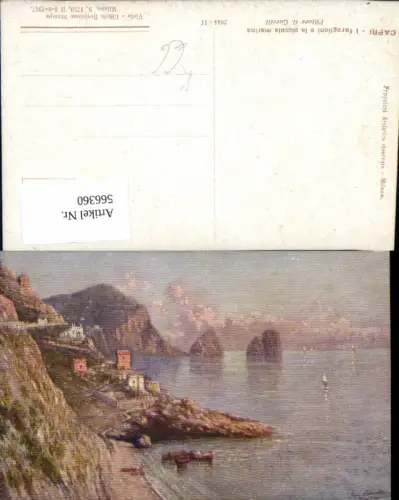 566360,Künstler AK G. Carelli Capri Faraglioni piccola marina