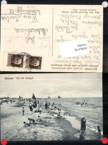 114564,Riccione Vita alla spiagga Badenende Leute Strandleben Bademode 1920