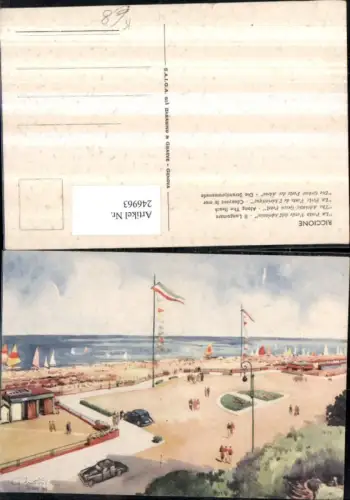 246963,Künstler AK G. Frattini Emilia-Romagna Rimini Riccione Il Lungomare Strandpromenade