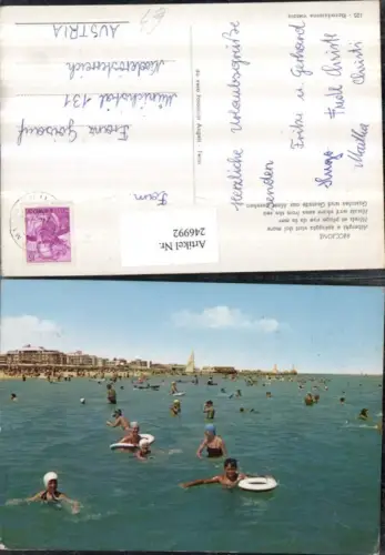 246992,Emilia-Romagna Rimini Riccione Alberghi e spiaggia visti dal mare Strand Meer Strandleben