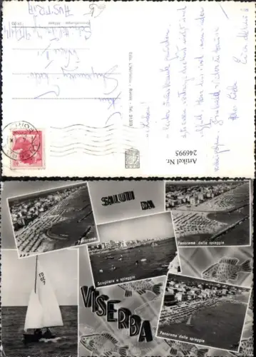 246995,Emilia-Romagna Rimini Viserba Panorama spiaggia Strand Mehrbildkarte Segelboot