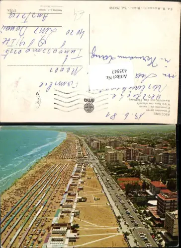 435547,Emilia-Romagna Rimini Riccione Panorama aereo Teilansicht Strand