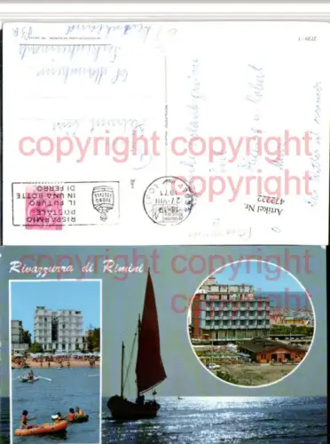 472222,Emilia-Romagna Rimini Rivazzurra Strand Segelboot Mehrbildkarte