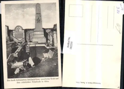 182235,Friuli-Venezia-Giulia Görz Gorizia zerstörtes Grab auf d. Städtischen Friedhof