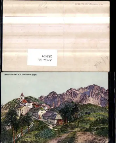 258429,Maria-Luschari Totale Kirche m. d. Steinernen Jäger Bergkulisse b. Camporosso