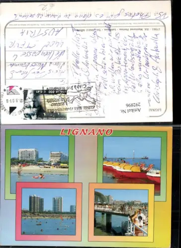 292896,Friuli-Venezia-Giulia Udine Lignano Hotels Strand Strandleben Brücke Tretboote Mehrbildkarte