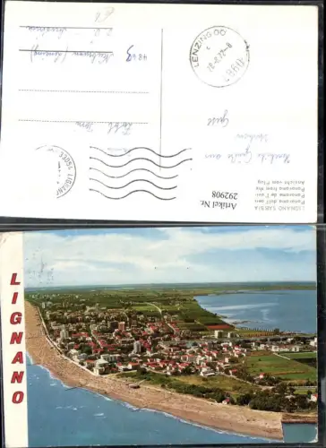 292908,Friuli-Venezia-Giulia Udine Lignano Sabbiadoro Totale m. Strand Fliegeraufnahme