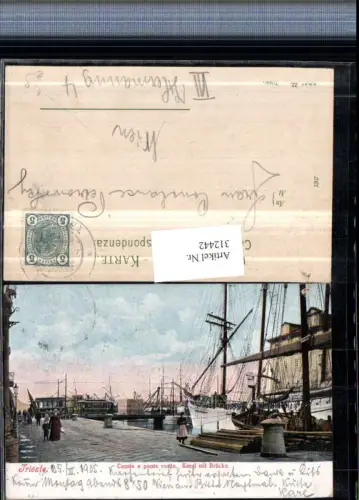 312442,Friuli-Venezia-Giulia Trieste Triest Canale e ponte verde Kanal m. Brücke Segelschiff
