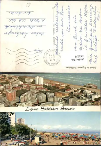 352953,Friuli-Venezia-Giulia Udine Lignano Sabbiadoro Teilansicht Strand Strandleben Mehrbildkarte