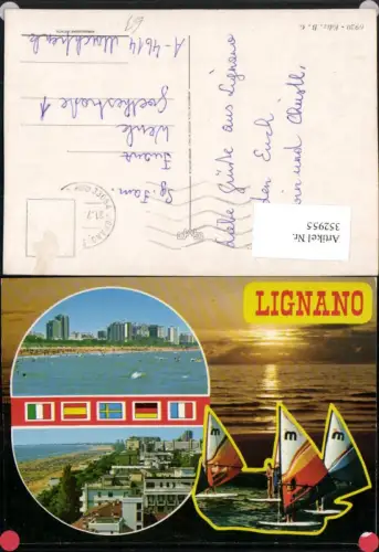 352955,Friuli-Venezia-Giulia Udine Lignano Teilansicht Strand Segelboote Mehrbildkarte