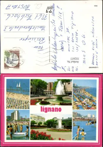 352977,Friuli-Venezia-Giulia Udine Lignano Strand Strandleben Brunnen Mehrbildkarte