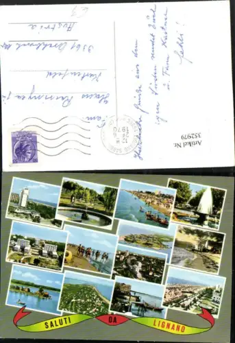 352979,Friuli-Venezia-Giulia Udine Lignano Totale Strand Strandleben Brunnen Mehrbildkarte