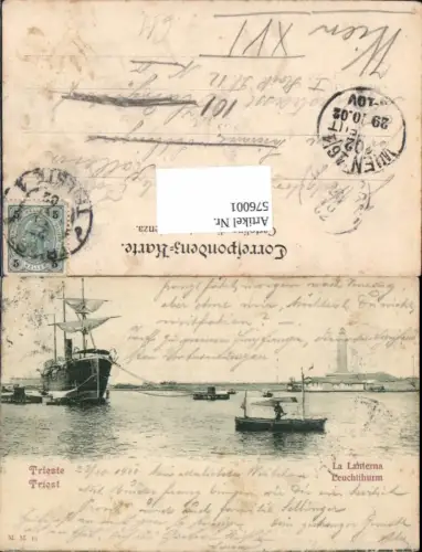 576001,Trieste Triest Leuchtturm Schiff 1900 Hafen
