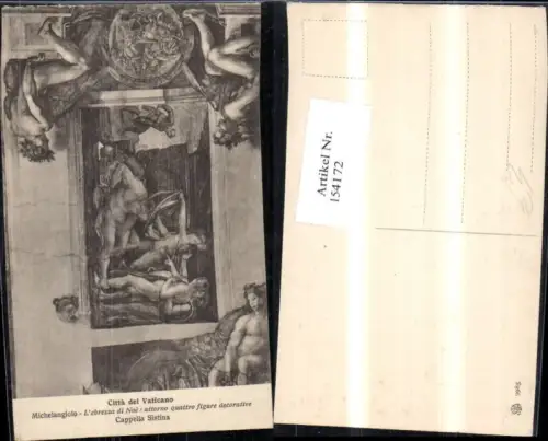 154172,Roma Rom Citta del Vaticano Michelangiolo L ebrezza di Noe attorno quattro figure decorative Cappella Sistina Laz