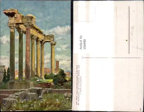156940,Künstler Ak C. Wuttke Lazio Roma Rom Ruinen d. Saturntempels pub KJM