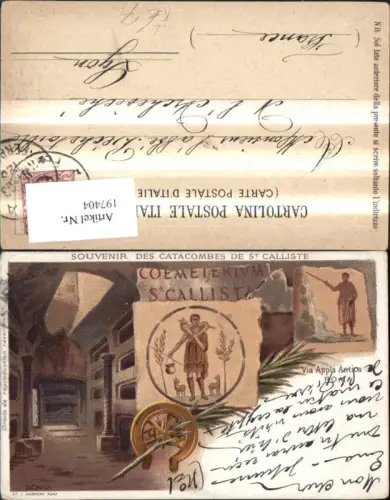 197404,Lazio Litho Künstler Ak Souvenir des Catacombes de St Calliste Via Appia Antica Roma Rom