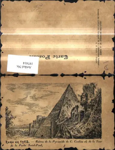 197414,Künstler AK G.P. Paris Lazio Roma Rom 1745 Ruines de la Pyramide de C. Cestins et