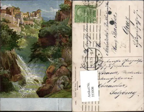 353008,Künstler AK C. Tivoli Lazio Roma Tivoli b. Rom Sibyllentempel u. Wasserfälle
