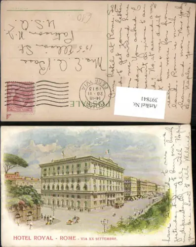 397841,Künstler AK Lazio Roma Rom Hotel Royal Gebäude