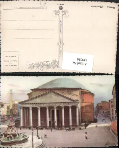 419536,Künstler AK Lazio Roma Rom Pantheon Gebäude Brunnen Säule