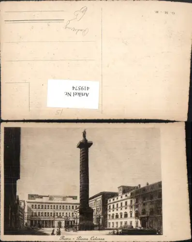419574,Künstler AK Radierung Lazio Roma Rom Piazza Colonna Säule