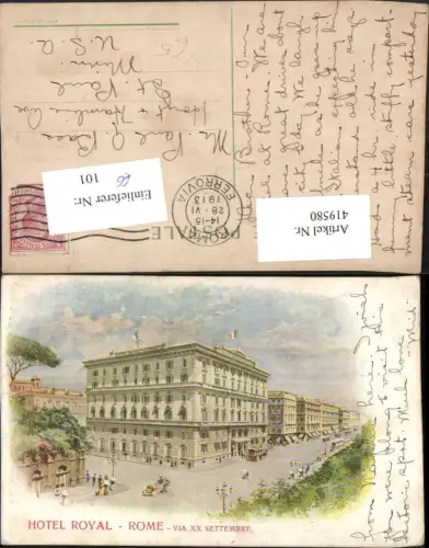 419580,Künstler AK Lazio Roma Rom Hotel Royal