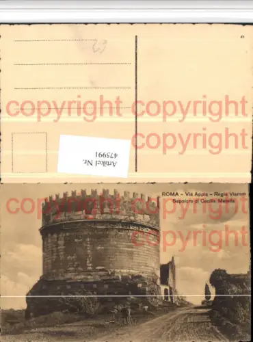 475991,Roma Rom Via Appia Regia Viarum Sepolcro di Cecilia Metella Grab
