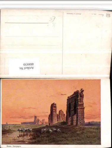 488850,Künstler AK F. Perlberg Roma Rom Campagna Ruine Rinder