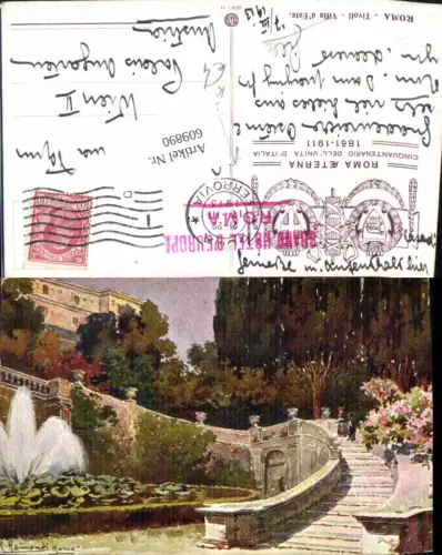 609890,Künstler AK R. Raimondi Rom Roma Tivoli Villa d este Stp. Grand Hotel