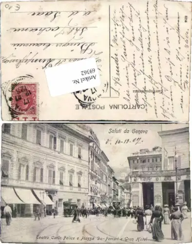 69362,Saluti da Genova Genua Gran Hotel Leute 1900