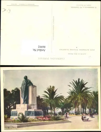 86992,Citta di San Remo Sanremo monumento a G Garibaldi Liguria