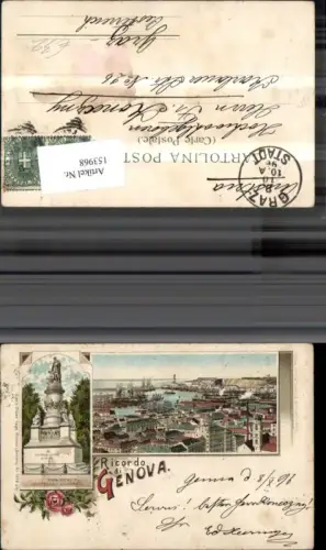153968,Litho Ricordo di Genova Monumento Cristoforo Colombo Liguria