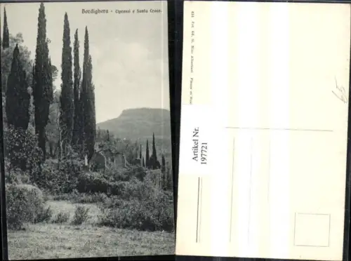 197721,Liguria Bordighera Cipressi e Santa Croce Zypressen Partie