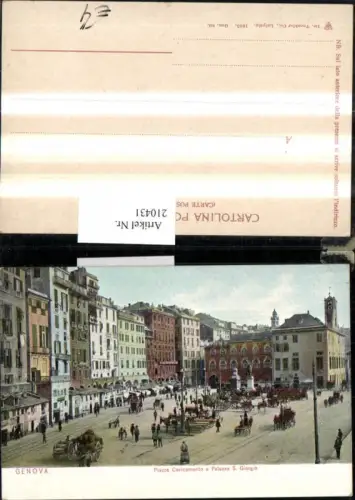 210431,Liguria Genova Piazza Caricamento e Palazzo S. Giorgio Kutschen pub Trenkler e Co 80