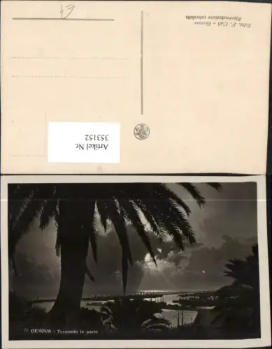 353152,Liguria Genova Genua Tramonto in porto Hafen Palme