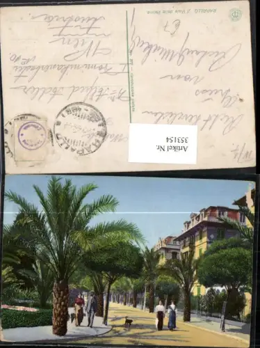 353154,Liguria Genova Rapallo Il Viale delle Palme Straßenansicht Palmen