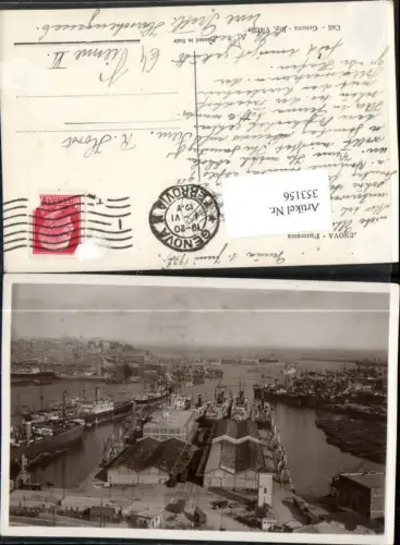 353156,Liguria Genova Genua Panorama Teilansicht Hafen Dampfer