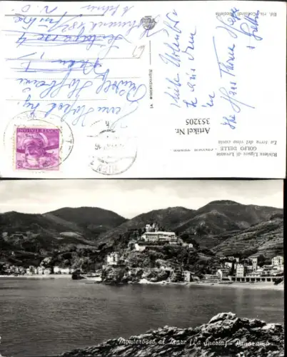 353205,Liguria La Spezia Monterosso al Mare Panorama Teilansicht m. Festung