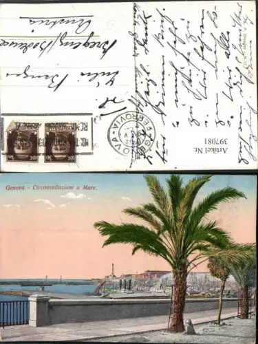 397081,Liguria Genova Genua Circonvallaziona a Mare Promenade Palmen Hafen