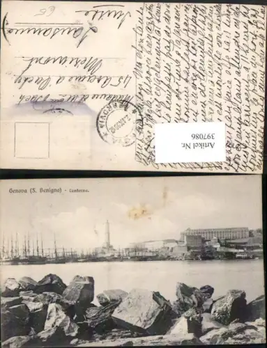 397086,Liguria Genova Genua S. Benigno Lanterna Hafen Segelschiffe Leuchtturm