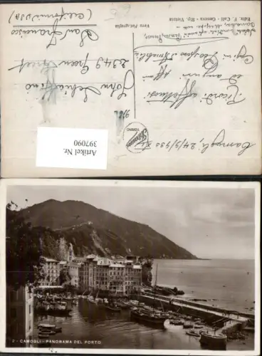 397090,Liguria Genova Camogli Panorama del Porto Hafen Boote