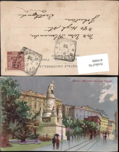 419406,Liguria Künstler AK Genova Genua Monumento Cristoforo Colombo Denkmal